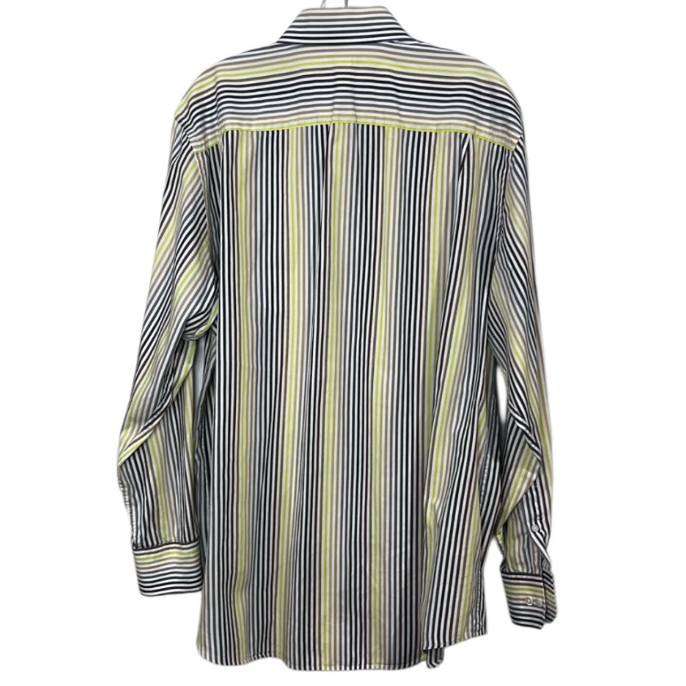 Banana Republic Striped Yellow Green and Brown Men's Shirt size large - Picture 2 of 8